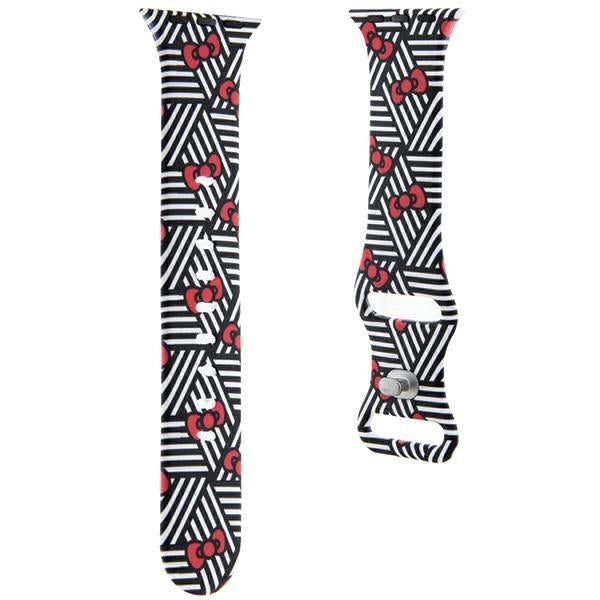 Hello Kitty silikonrem med sløyfer & striper for Apple Watch 42mm / 41mm / 40mm / 38mm-serien, Svart