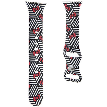 Hello Kitty silikonrem med sløyfer & striper for Apple Watch 42mm / 41mm / 40mm / 38mm-serien, Svart