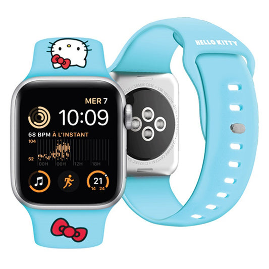 Hello Kitty silikonrem Kitty Head for Apple Watch 42mm / 41mm / 40mm / 38mm Series, Blå