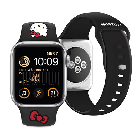 Hello Kitty silikonrem Kitty Head for Apple Watch 42mm / 41mm / 40mm / 38mm Series, Svart