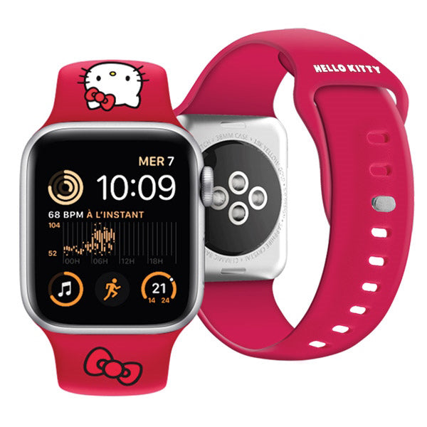 Hello Kitty silikonrem Kitty Head for Apple Watch 42mm / 41mm / 40mm / 38mm Series, Rosa
