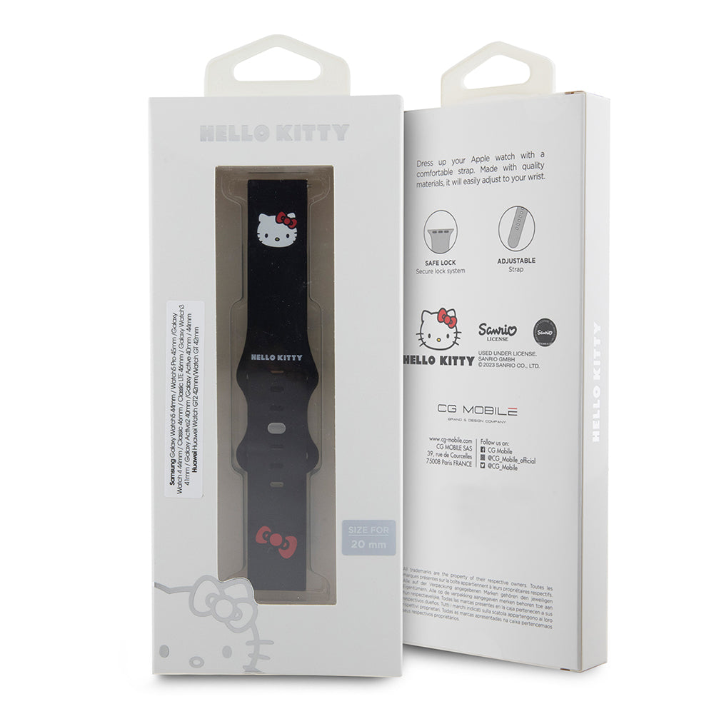 Hello Kitty silikonrem Kitty Head for Samsung Galaxy Watch / Huawei Watch Series, Svart