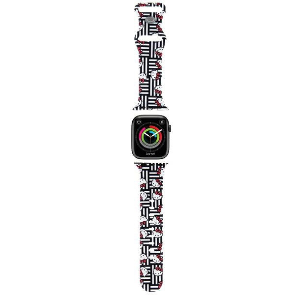 Hello Kitty silikonrem med Kitty-hoder & striper for Apple Watch 42mm / 41mm / 40mm / 38mm-serien, Svart