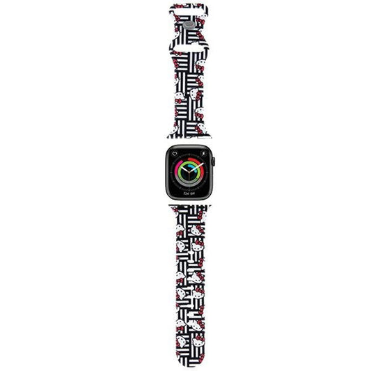 Hello Kitty silikonrem med Kitty-hoder & striper for Apple Watch 42mm / 41mm / 40mm / 38mm-serien, Svart