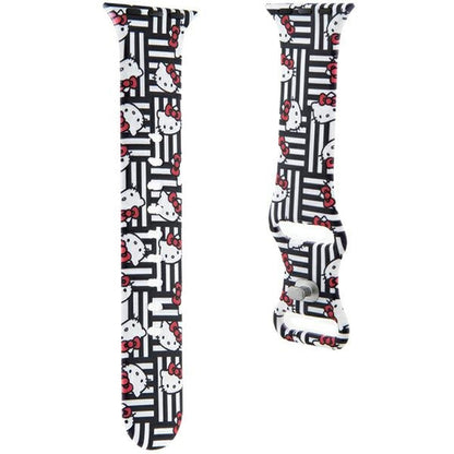 Hello Kitty silikonrem med Kitty-hoder & striper for Apple Watch 42mm / 41mm / 40mm / 38mm-serien, Svart