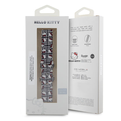 Hello Kitty silikonrem med Kitty Heads & Stripes for Samsung Galaxy Watch / Huawei Watch Series, Svart