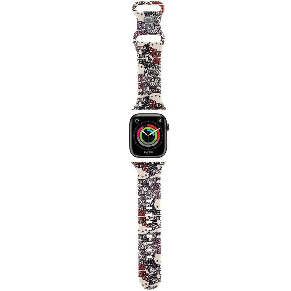 Hello Kitty silikonrem med graffiti-merker for Apple Watch 42mm / 41mm / 40mm / 38mm-serien, Beige