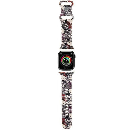 Hello Kitty silikonrem med graffiti-merker for Apple Watch 42mm / 41mm / 40mm / 38mm-serien, Beige