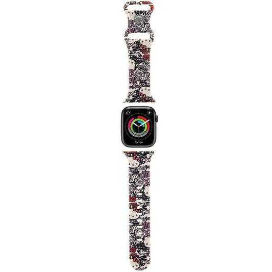 Hello Kitty silikonrem med graffiti-merker for Apple Watch 42mm / 41mm / 40mm / 38mm-serien, Beige