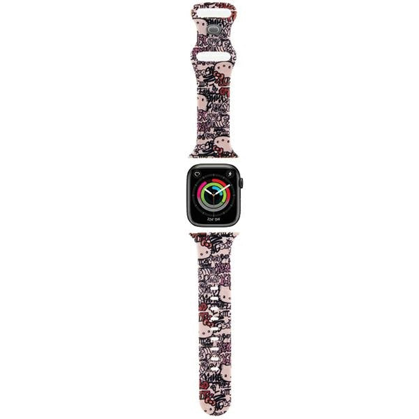 Hello Kitty silikonrem med graffiti-merker for Apple Watch 42mm / 41mm / 40mm / 38mm-serien, Rosa