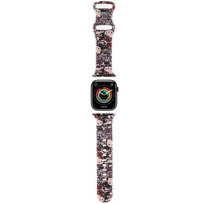 Hello Kitty silikonrem med graffiti-merker for Apple Watch 42mm / 41mm / 40mm / 38mm-serien, Rosa