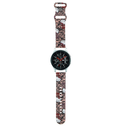 Hello Kitty silikonrem med graffiti-merker for Samsung Galaxy Watch / Huawei Watch 46mm / 45mm / 41mm-serien, Rosa