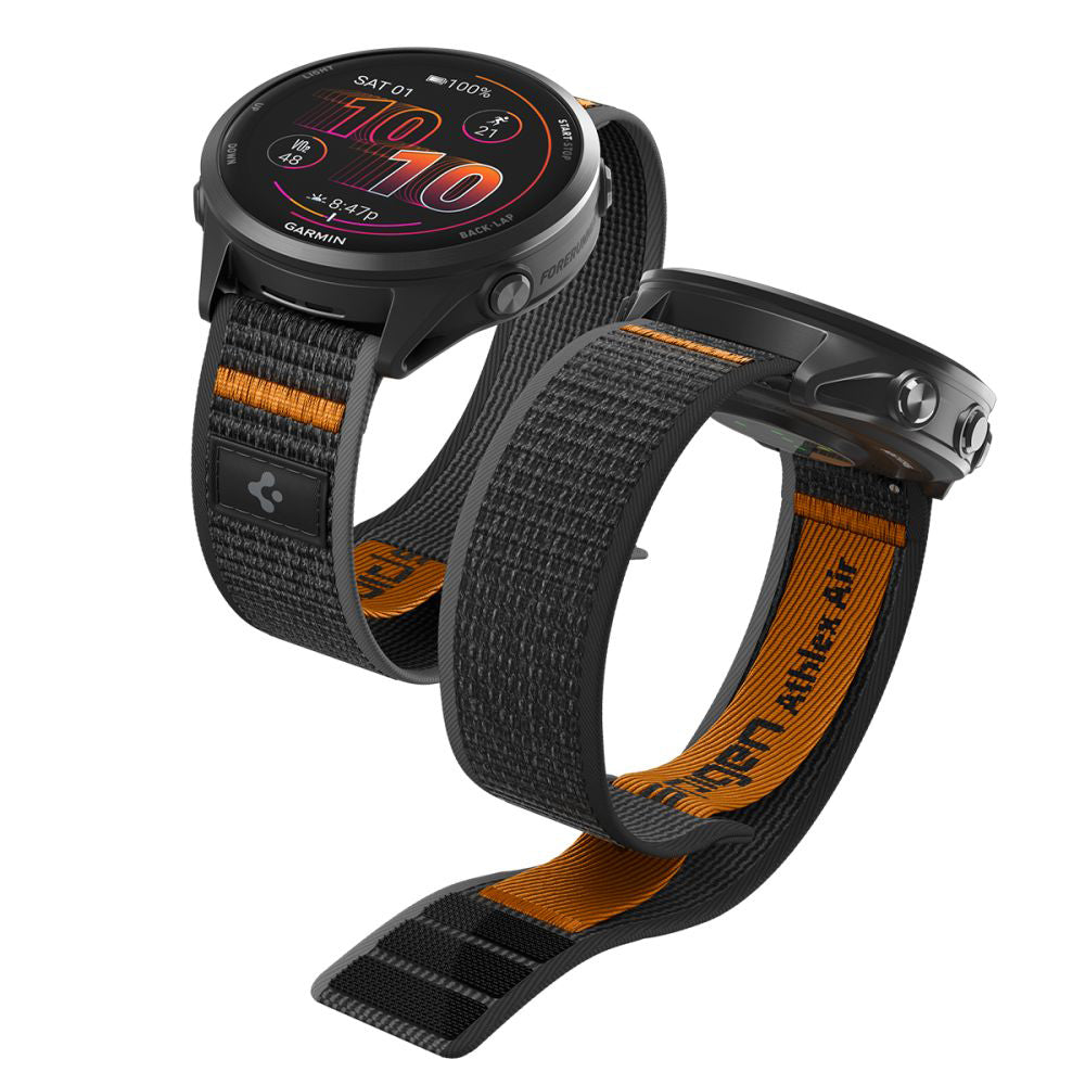 Spigen Athlex Air 2 rem for Garmin Watch Venu / Forerunner Series, 22mm, svart oransje AMP11425