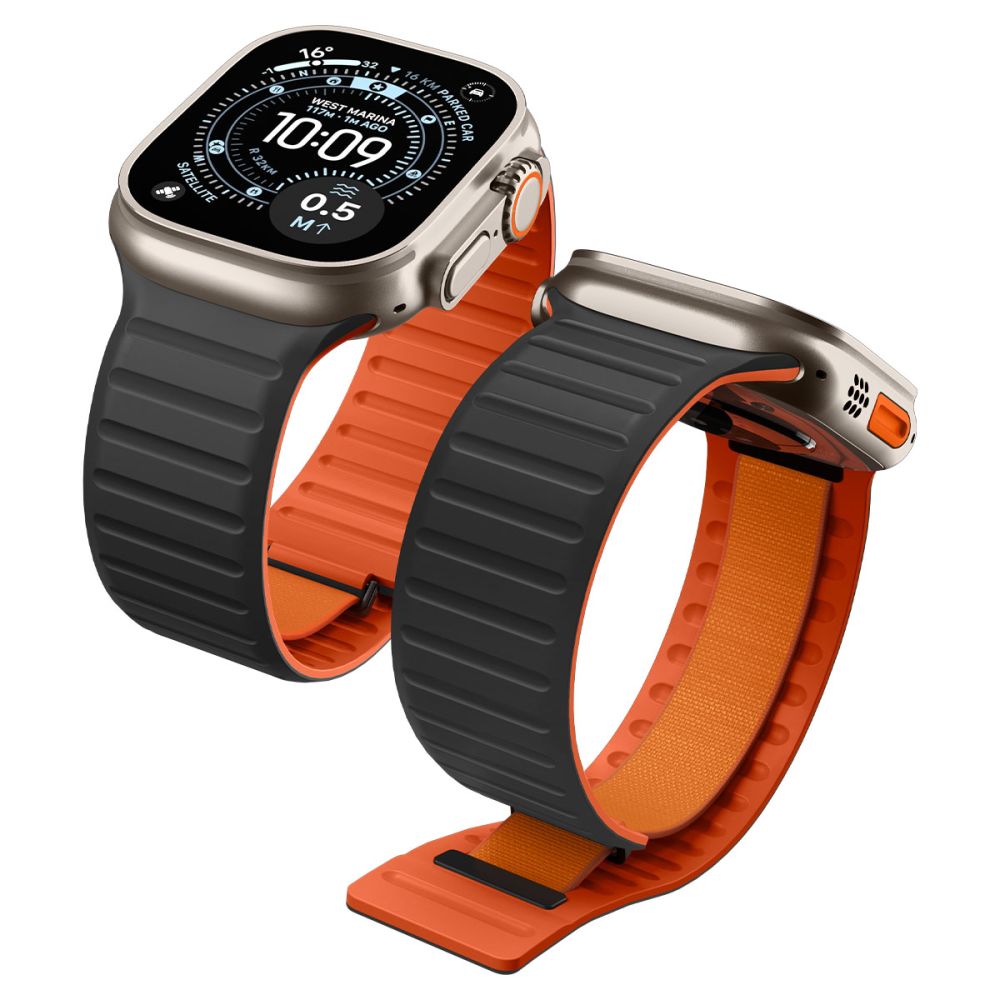 Spigen Athlex Air M rem for Apple Watch 49mm / 46mm / 45mm / 44mm-serien, svart oransje AMP11534