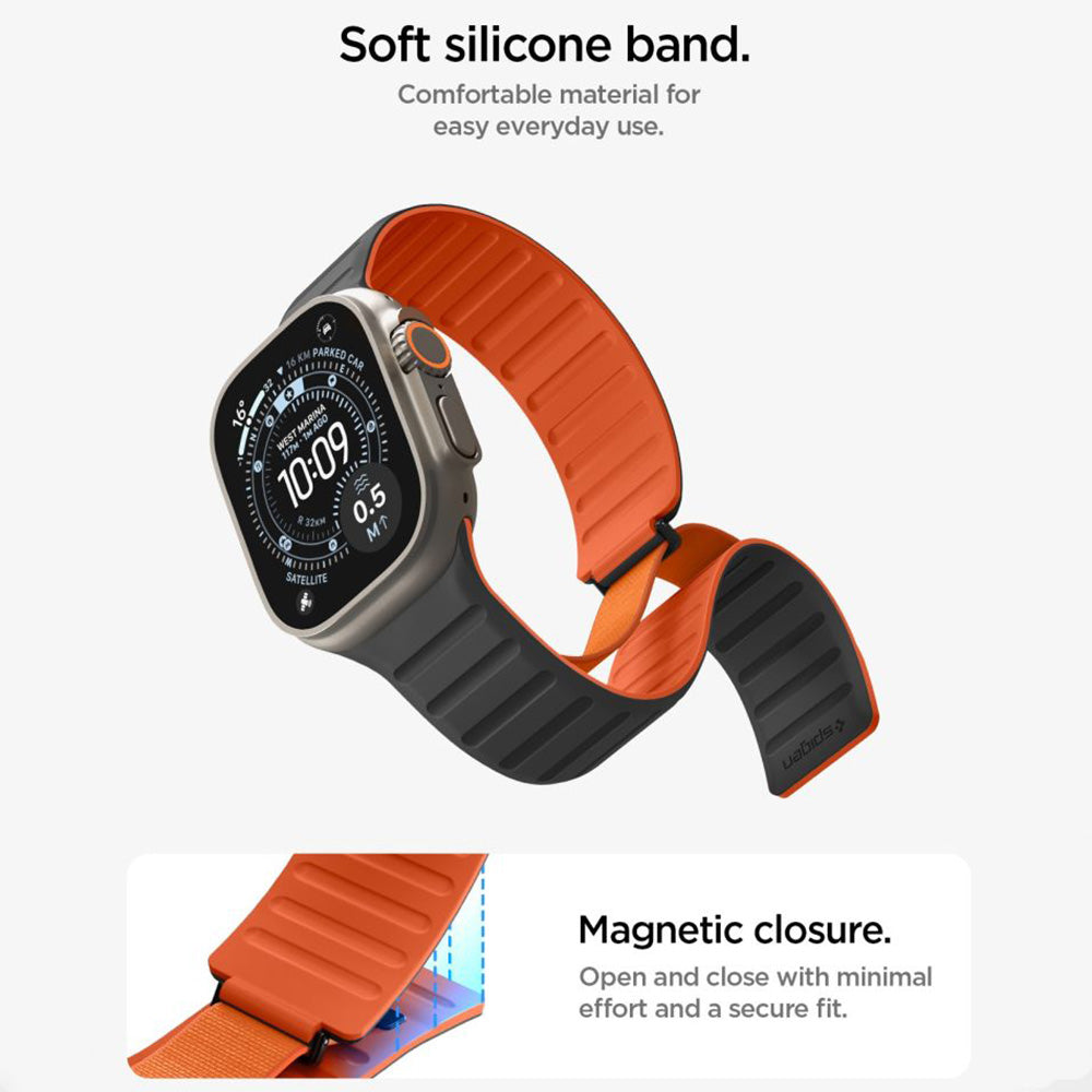 Spigen Athlex Air M rem for Apple Watch 49mm / 46mm / 45mm / 44mm-serien, svart oransje AMP11534