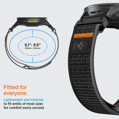 Spigen Athlex Air rem for Garmin Watch Fenix / Forerunner / Approach Series, 22mm, svart oransje AMP11426