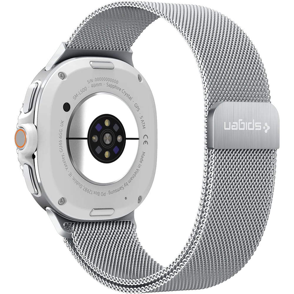 Spigen Metal Fit-rem for Samsung Galaxy Watch9 / Watch8 / Watch8 Classic Series, Sølv AMP10121