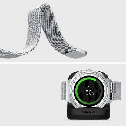 Spigen Metal Fit-rem for Samsung Galaxy Watch9 / Watch8 / Watch8 Classic Series, Sølv AMP10121