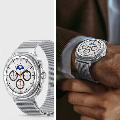 Spigen Metal Fit-rem for Samsung Galaxy Watch9 / Watch8 / Watch8 Classic Series, Sølv AMP10121