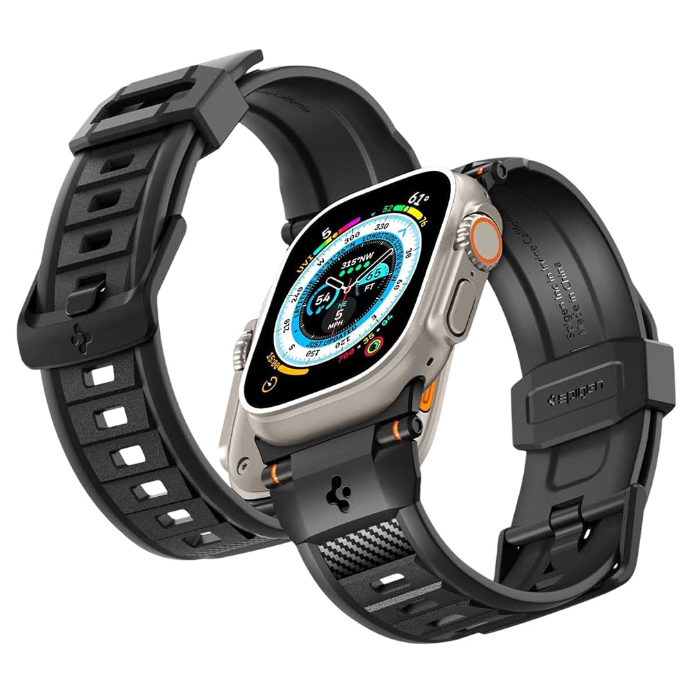 Spigen Rugged rem for Apple Watch 49mm / 46mm / 45mm / 44mm / 42mm-serien, svart AMP07105
