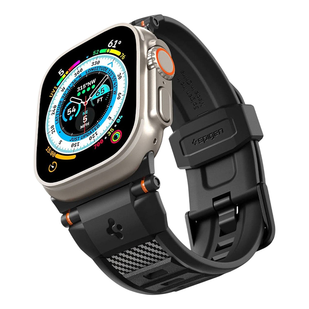 Spigen Rugged rem for Apple Watch 49mm / 46mm / 45mm / 44mm / 42mm-serien, svart AMP07105