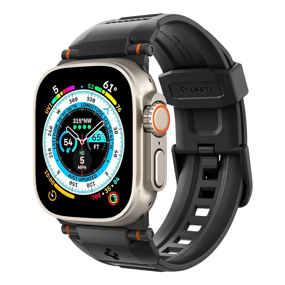 Spigen Rugged rem for Apple Watch 49mm / 46mm / 45mm / 44mm / 42mm-serien, svart AMP07105