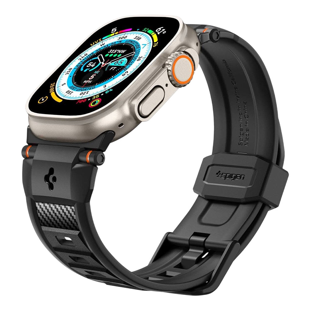 Spigen Rugged rem for Apple Watch 49mm / 46mm / 45mm / 44mm / 42mm-serien, svart AMP07105