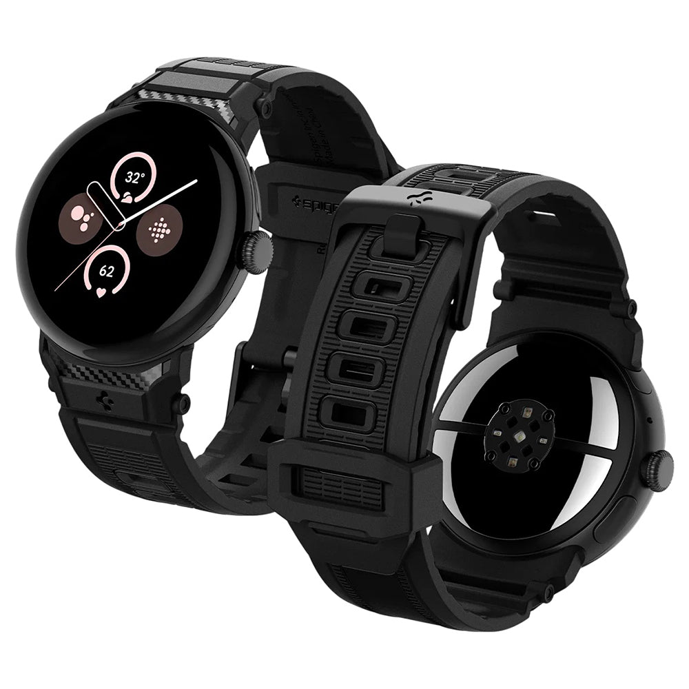 Spigen Rugged rem for Google Pixel Watch 45mm-serien, svart AMP07600