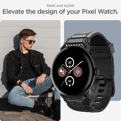 Spigen Rugged rem for Google Pixel Watch 45mm-serien, svart AMP07600