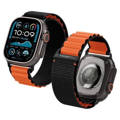 Spigen WBF1 reim for Apple Watch 49mm / 46mm / 45mm / 44mm Series, Svart Oransje