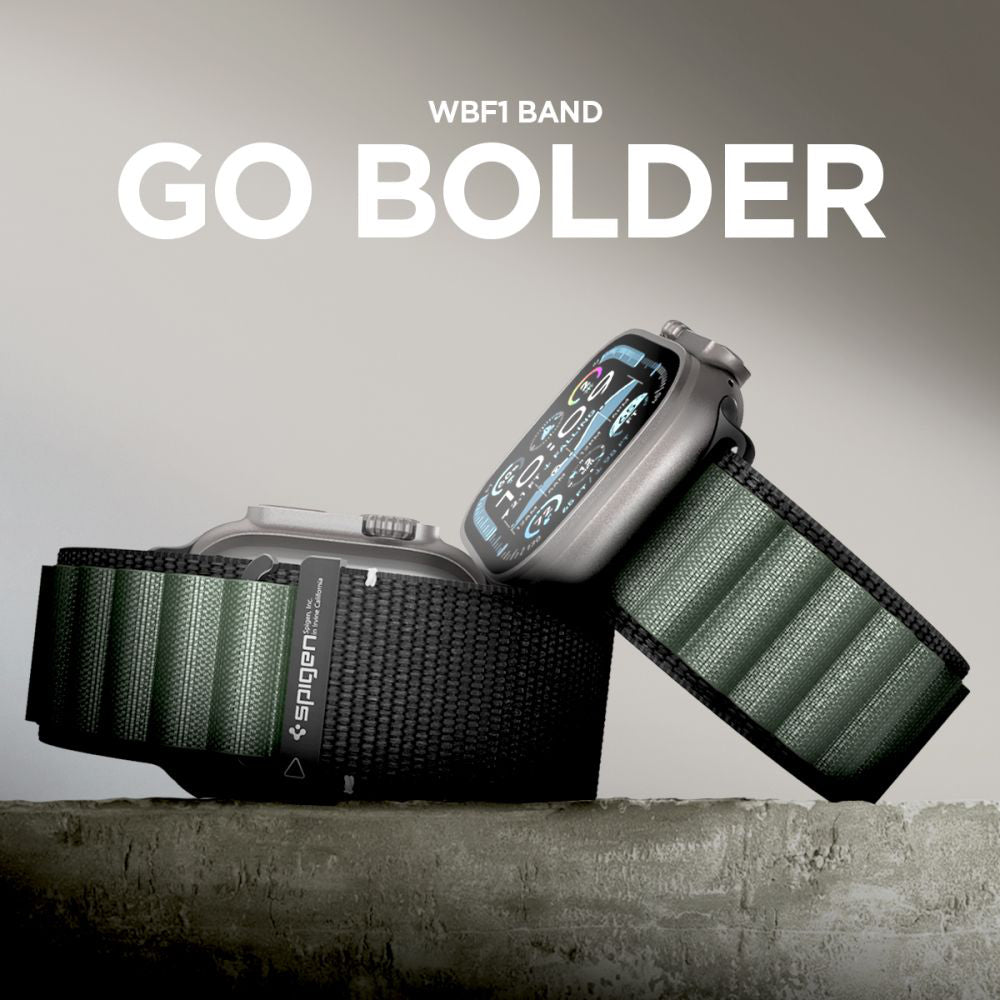 Spigen WBF1 reim for Apple Watch 49mm / 46mm / 45mm / 44mm Series, Svart Grønn