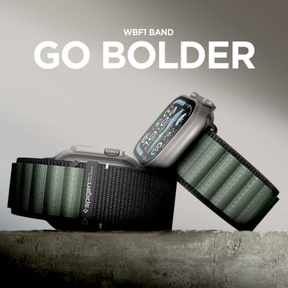 Spigen WBF1 reim for Apple Watch 49mm / 46mm / 45mm / 44mm Series, Svart Grønn