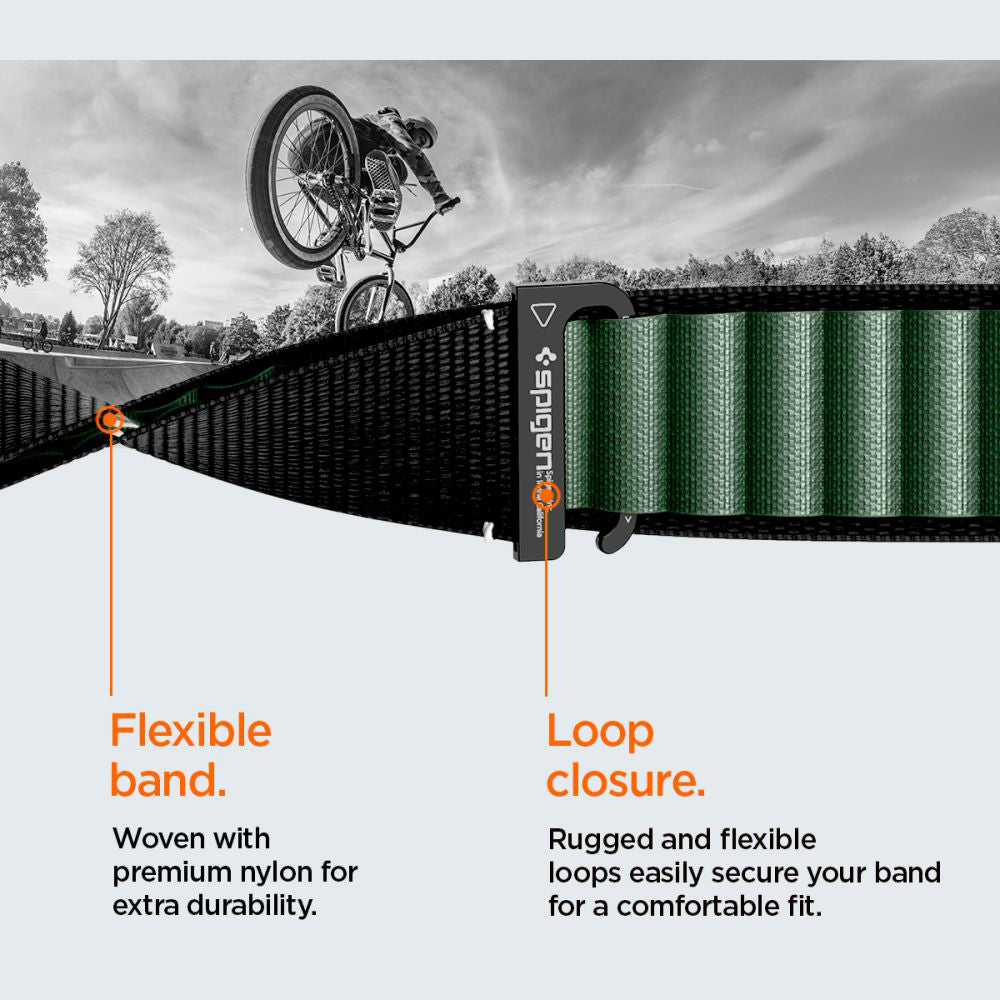 Spigen WBF1 reim for Apple Watch 49mm / 46mm / 45mm / 44mm Series, Svart Grønn