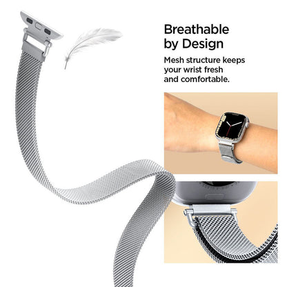 Spigen WBM4 rem for Apple Watch 42mm / 41mm / 40mm-serien, sølv AMP10498