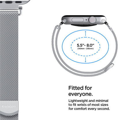Spigen WBM4 rem for Apple Watch 42mm / 41mm / 40mm-serien, sølv AMP10498