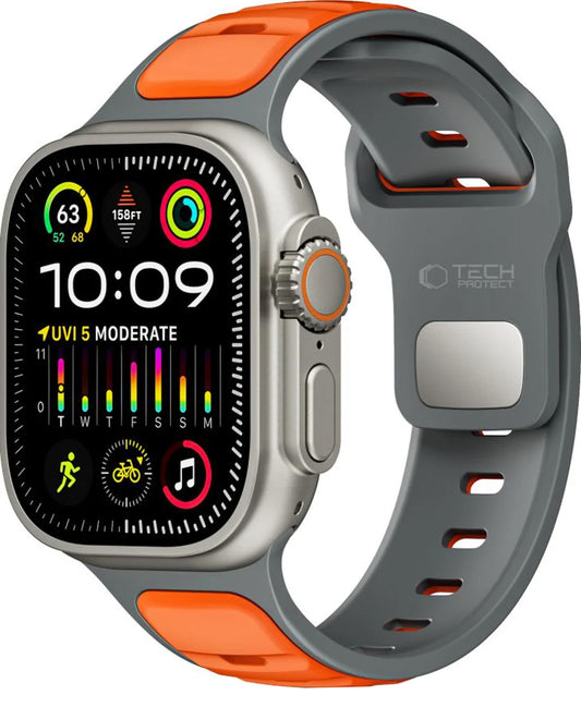 Tech-Protect Iconband Line reim for Apple Watch 49mm / 46mm / 45mm / 44mm Series, Grå Oransje