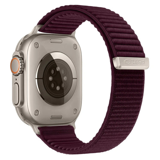 Tech-Protect NylonLoop-rem for Apple Watch 49 mm / 46 mm / 45 mm / 44 mm-serien, vinrød