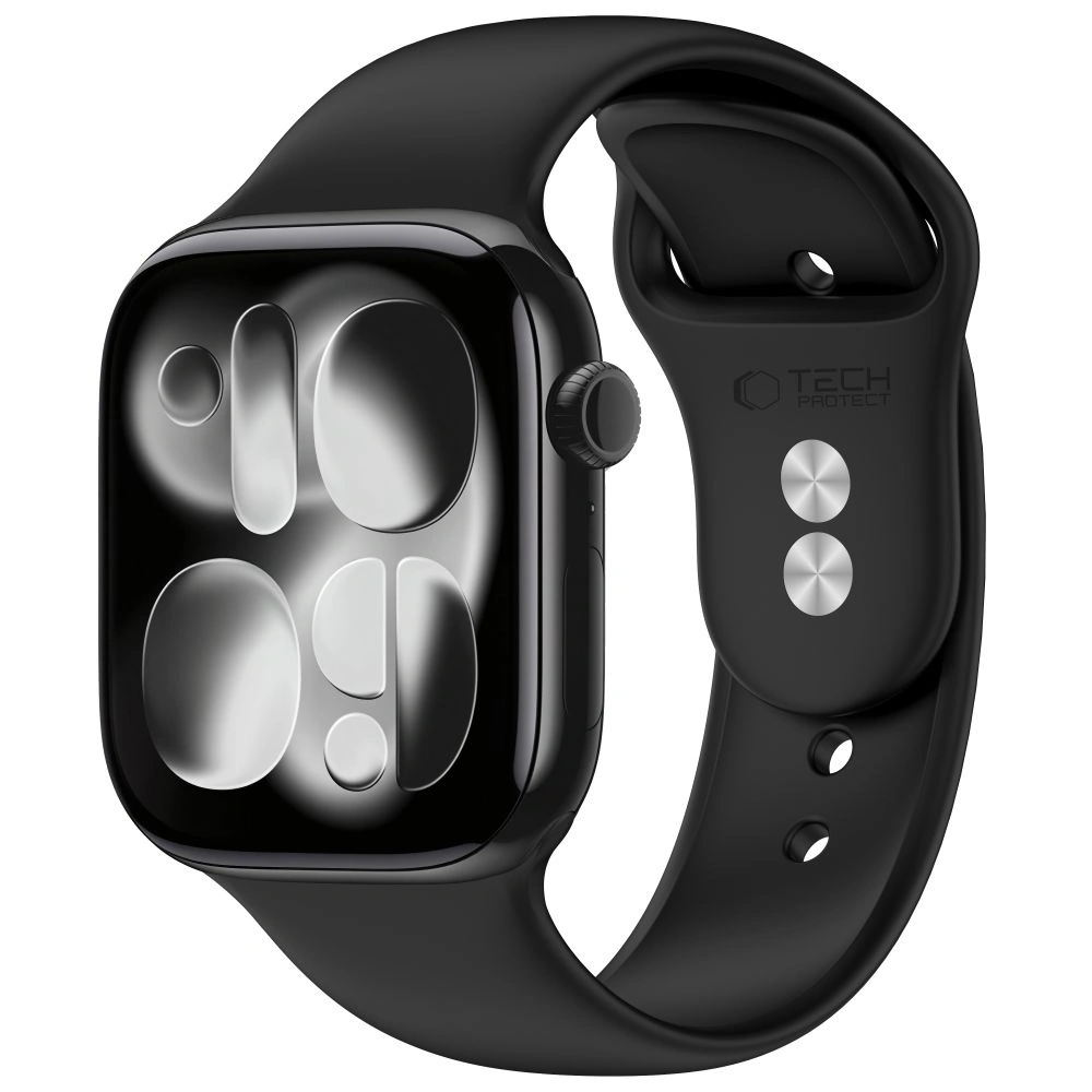Tech-Protect silikonrem for Apple Watch 49mm / 46mm / 45mm / 44mm-serien, svart