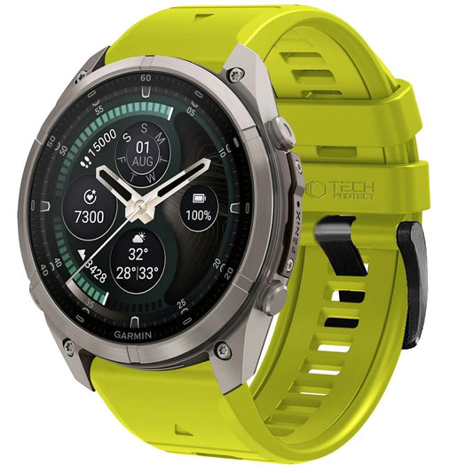 Techsuit silikonreim for Garmin Fenix 5X / 5X Plus / 6X / 6X Pro / 7X / 8 / 8 Pro / 9 / 9 Pro, grønn