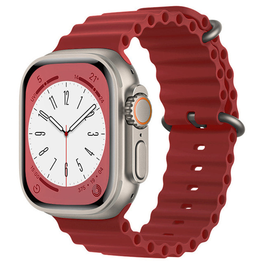 Techsuit W038 reim for Apple Watch 49mm / 46mm / 45mm / 44mm / 42mm Series, Mørkerød