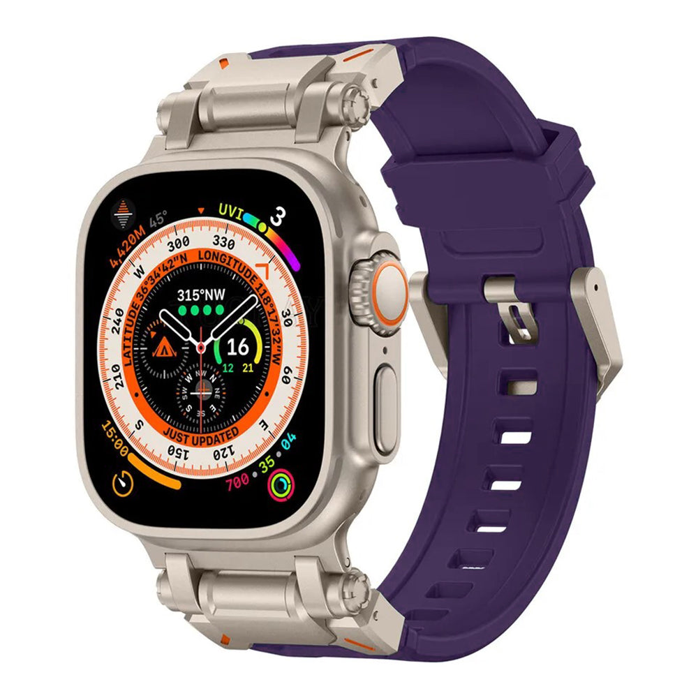 Techsuit W064 reim for Apple Watch 49mm / 46mm / 45mm / 44mm / 42mm Series, Sølv Lilla