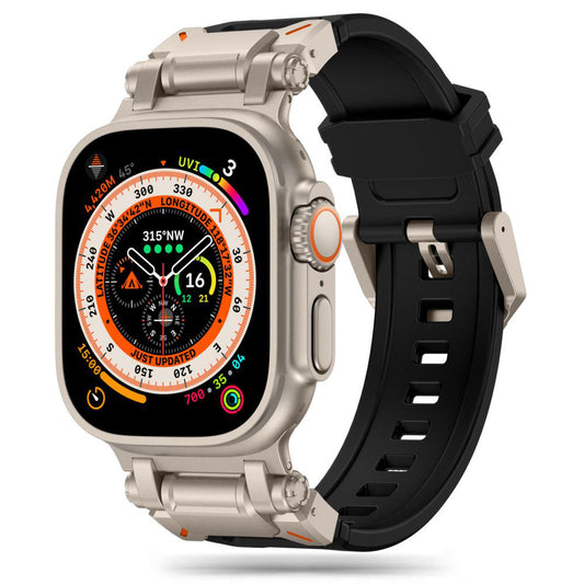 Techsuit W064 reim for Apple Watch 49mm / 46mm / 45mm / 44mm / 42mm Series, Svart Sølv