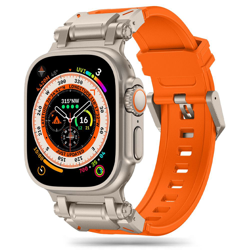 Techsuit W064 reim for Apple Watch 49mm / 46mm / 45mm / 44mm / 42mm Series, Sølv Oransje