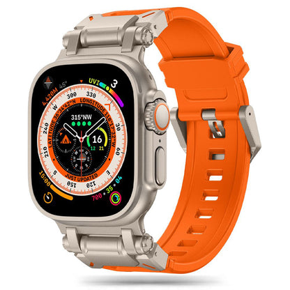Techsuit W064 reim for Apple Watch 49mm / 46mm / 45mm / 44mm / 42mm Series, Sølv Oransje