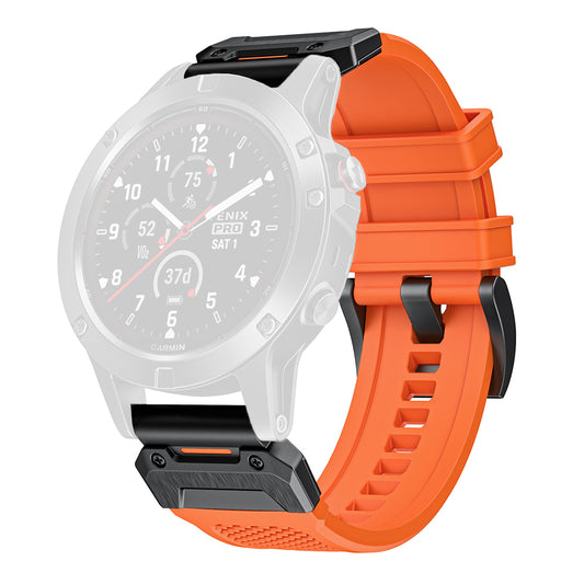 Techsuit W068 reim for Garmin Watch Fenix Series, 26mm, Svart Oransje