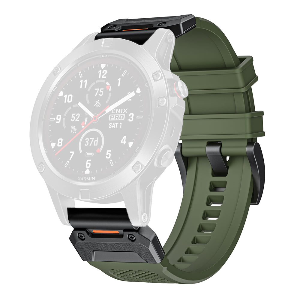 Techsuit W068 reim for Garmin Watch Fenix Series, 26mm, Svart Grønn