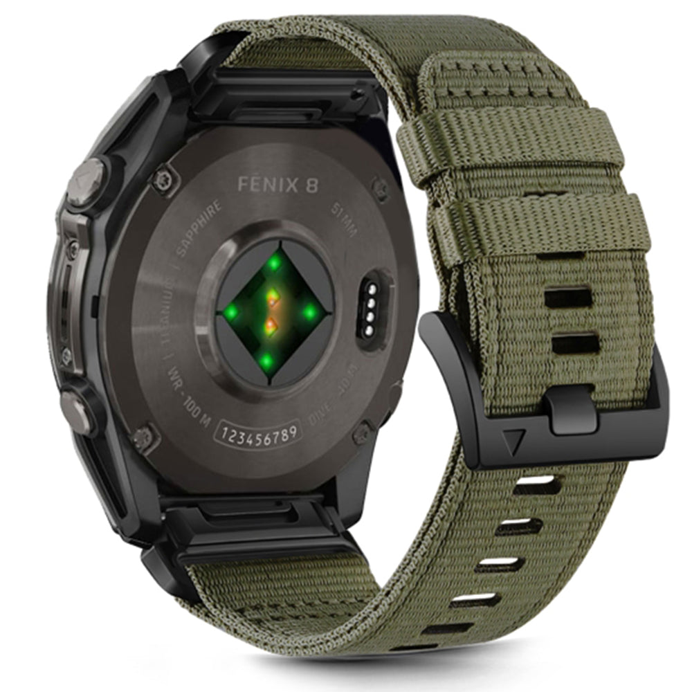 Techsuit W070 reim for Garmin Watch Fenix / Forerunner Series, 22mm, Mørkegrønn
