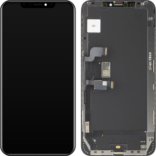 GX berøringsskjerm for Apple iPhone XS Max, med ramme, OLED-versjon, svart