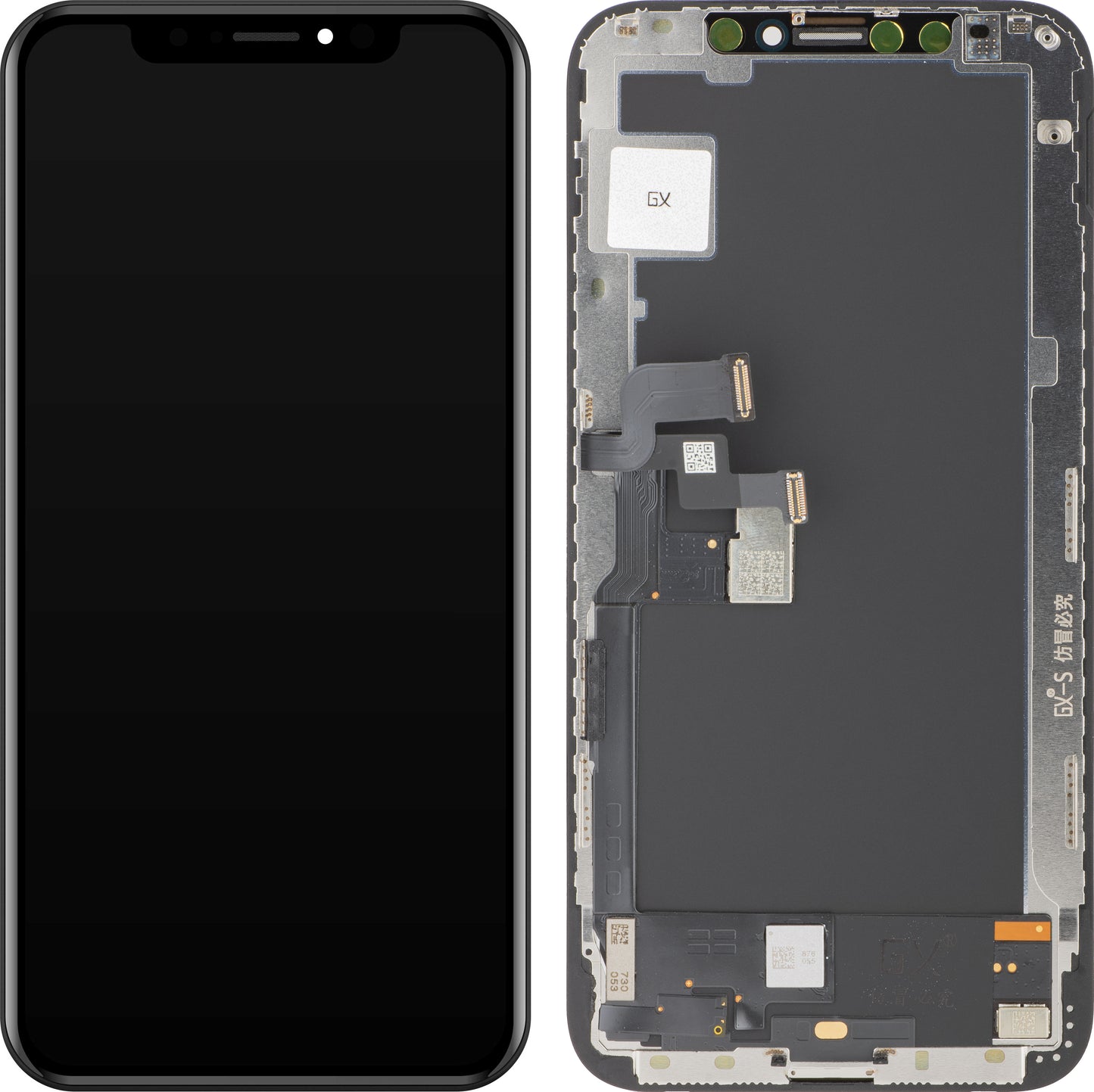 GX berøringsskjerm for Apple iPhone XS, med ramme, OLED-versjon, svart