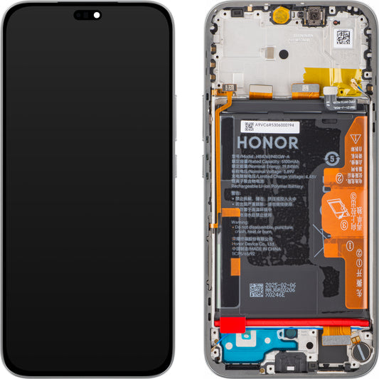 Display med Touchscreen Honor 400 Lite, med Ramme og Batteri, Grå (Velvet Grey), Service Pack 0235ANTA